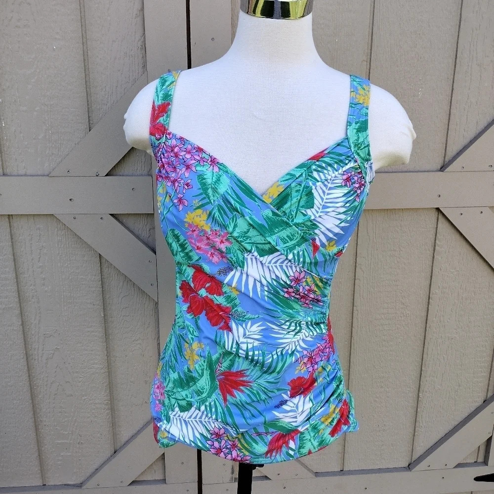 Miraclesuit X Talbots Sanibel Floral Tankini Swim Tank  Underwire Ruched 8